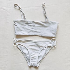 LA Hearts Zaful Womens Swim Set Bikini Top Bandeau Bottom Swimming Used White S